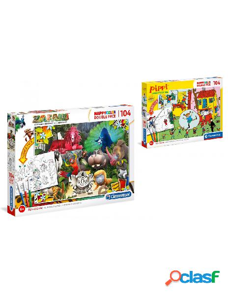 Clementoni - puzzle 104 pz double face e colora