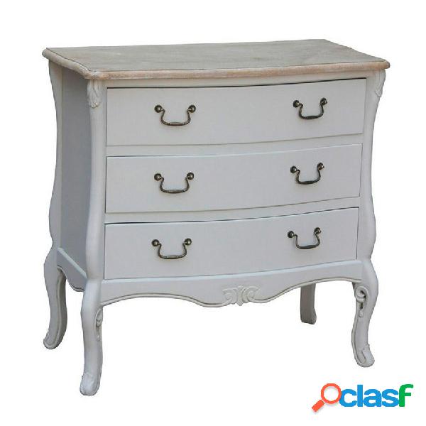Comò cassettiera in legno colore tortora 3 cassetti stile