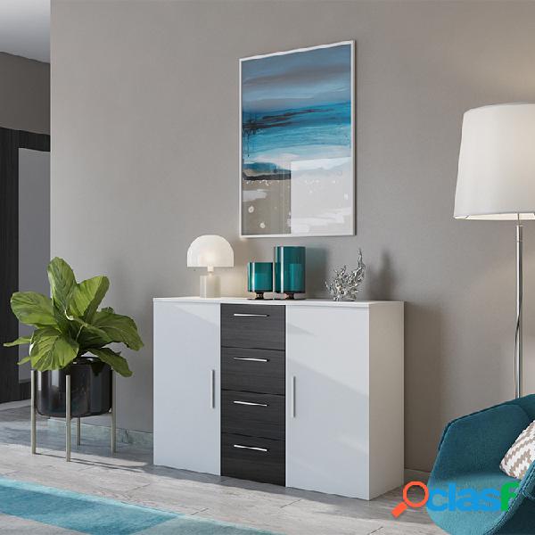 Comò moderno Lisa Gihome ® bianco e noce nero