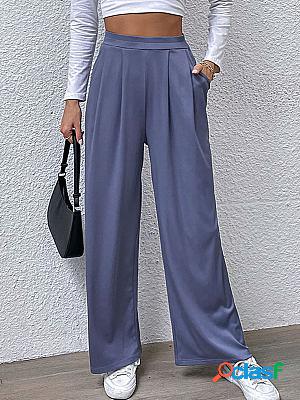 Commuter Style Pleated Casual Wide-leg Pants