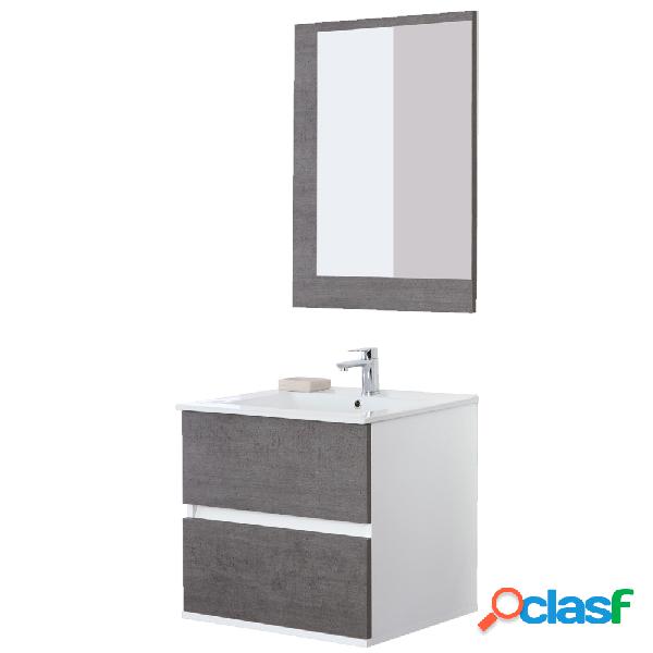 Composizione bagno sospesa Fairy con lavabo e specchio cm 60