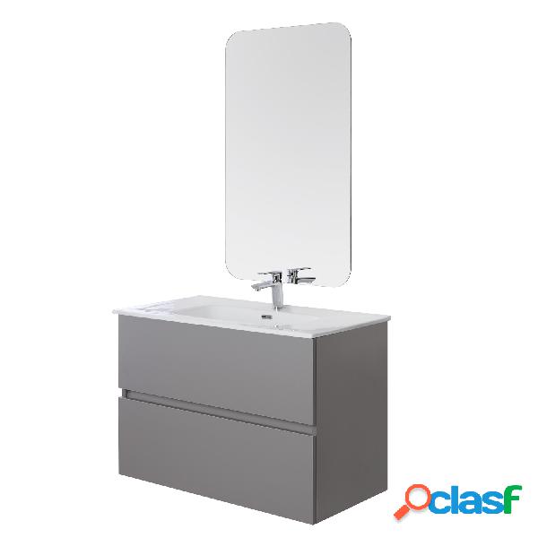 Composizione bagno sospesa Shade con lavabo e specchio cm 90