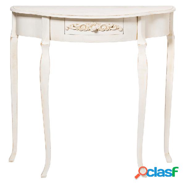 Consolle da ingresso classica in legno colore avorio con
