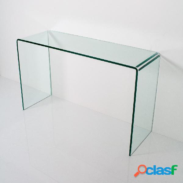 Consolle design moderno in vetro trasparente curvo cm