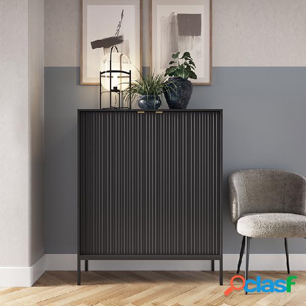Credenza alta soggiorno 104x125cm nero 2 ante Alisa