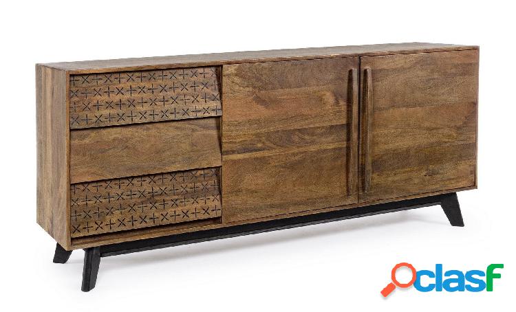 Credenza soggiorno in legno di mango con decorazioni dipinte