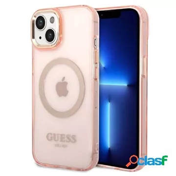 Custodia Ibrida Guess Gold Outline MagSafe per iPhone 14