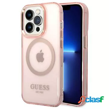 Custodia Ibrida Guess Gold Outline MagSafe per iPhone 14 Pro