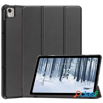 Custodia Smart Folio Serie Tri-Fold per Nokia T21 - Nera