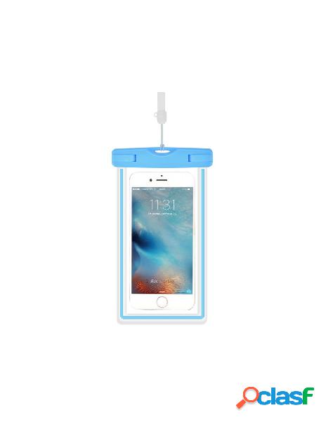 Custodia smartphone 5.5 fluo waterproof fino 30 metri blu