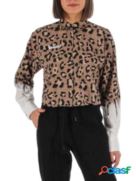 DISCLAIMER Camicia cropped a maniche lunghe con stampa