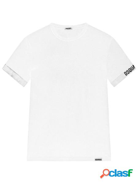DSQUARED2 T-shirt a manica corta in cotone stretch con banda