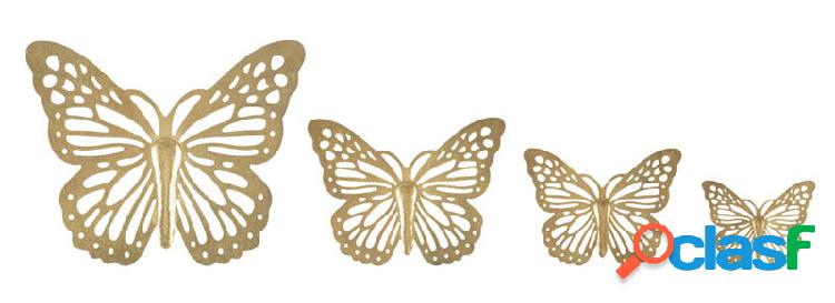 Decorazione da parete set 4 farfalle in metallo dorato