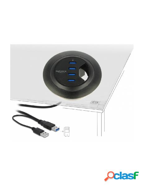 Delock - hub usb 3.0 4 porte in-desk diametro 6 e 8 cm