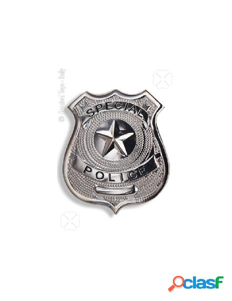 Distintivo poliziotto in metallo in busta su cartoncino