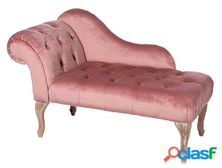 Divanetto chaise longue classico in velluto rosa cm