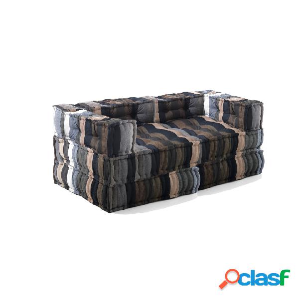 Divano biposto da terra componibile in tessuto cm 160x80x60h