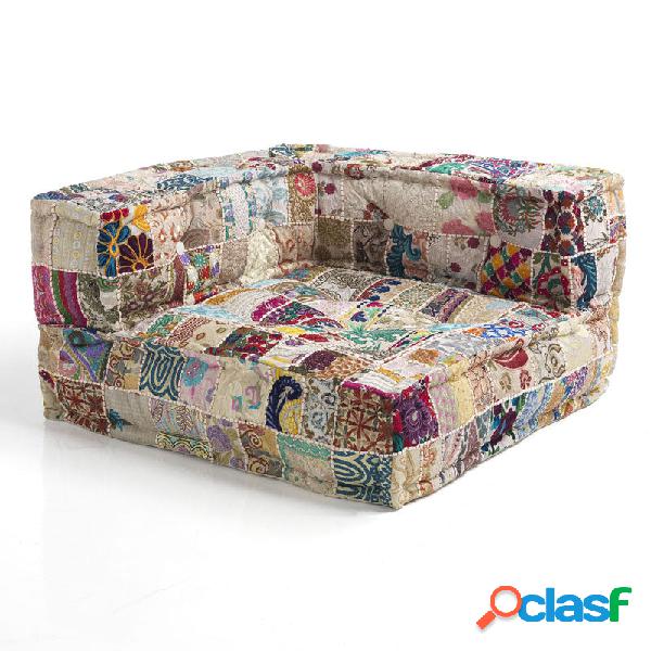 Divano componibile elemento angolare in tessuto patchwork