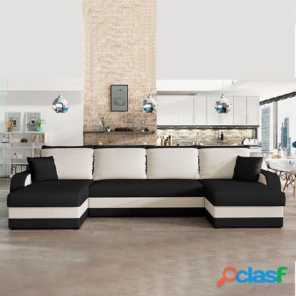 Divano letto 4 posti contenitore 304cm nero écru Assunta