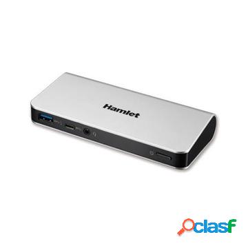 Docking station collega due display hdmi e dp con 4 porte
