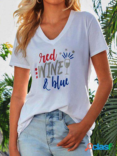Dritto Lettera Misto Cotone Statement Camicie & Top