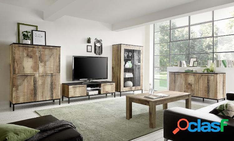 Durango - Salotto completo con porta tv vetrina madie e