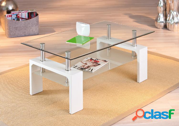 Efren - Tavolino da salotto design in legno e vetro con