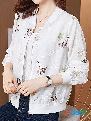 Embroidered Flower Long Sleeve Fashion Cropped Jacket