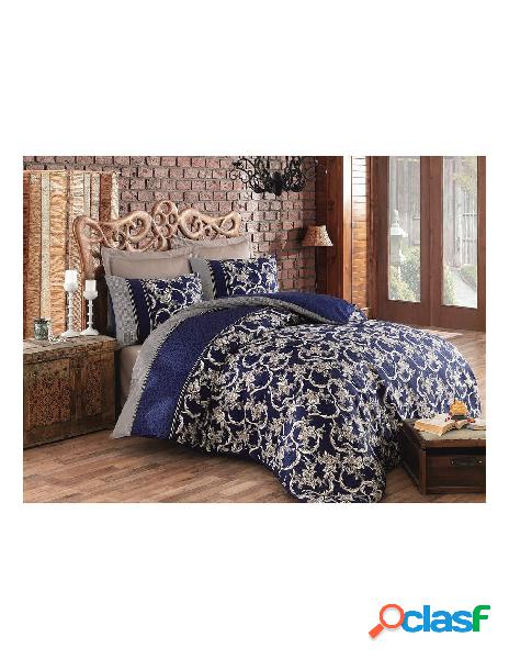 Eponj home - set copripiumino super king satinato blu