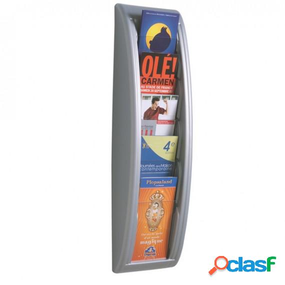 Espositore da parete Quick Fit System - 5 tasche A5 - grigio