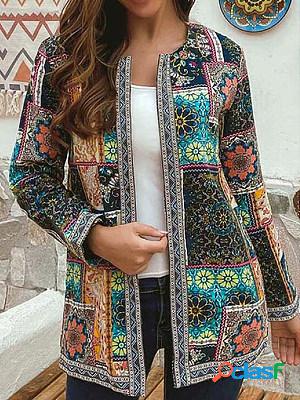 Ethnic Style Cotton And Linen Printed Long-sleeved Jacket