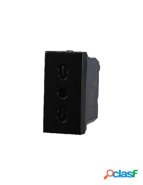 Ettroit presa bipasso bivalente 2p+t 10/16a colore nero
