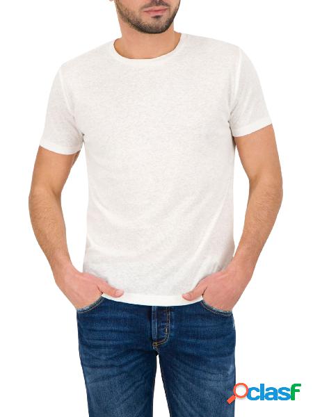 FRED MELLO T-shirt a maniche corte in misto lino Bianco