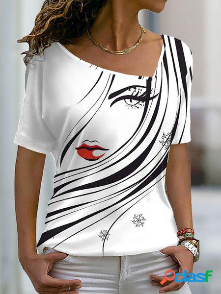 Faccia Casuale Jersey Sciolto T-shirt
