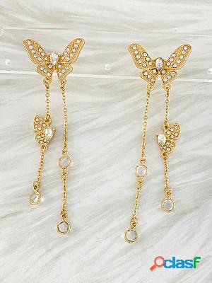 Fashionable And Elegant Full Diamond Butterfly Tassel