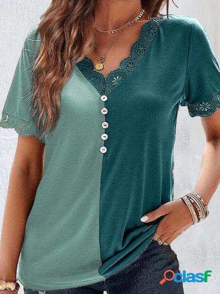 Fibbia Scollo a V Casuale Jersey Camicia