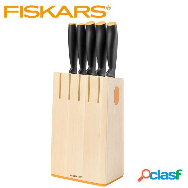 Fiskars FunctionalForm Ceppo 5 Coltelli Legno