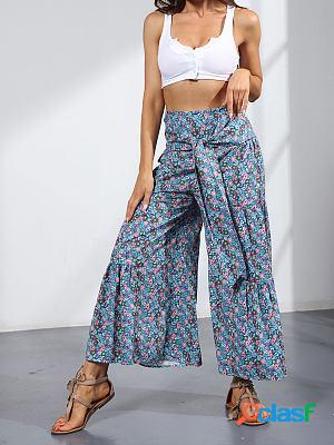 Floral Casual Loose Beach Wide-leg Flared Casual Pants
