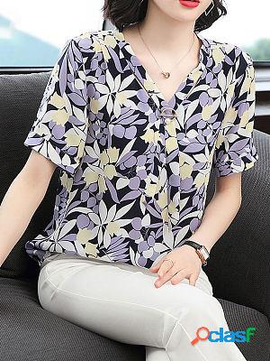 Floral Chiffon Short Sleeve Shirt