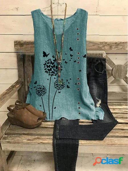 Floreale Casuale Dritto Top