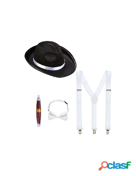 Gangster (cappello, bretelle, farfallino, sigaro)