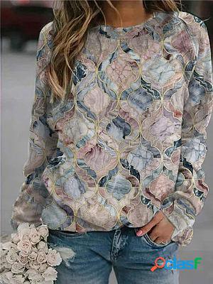 Geometric Print Long-sleeve Crew-neck Sweatshirt