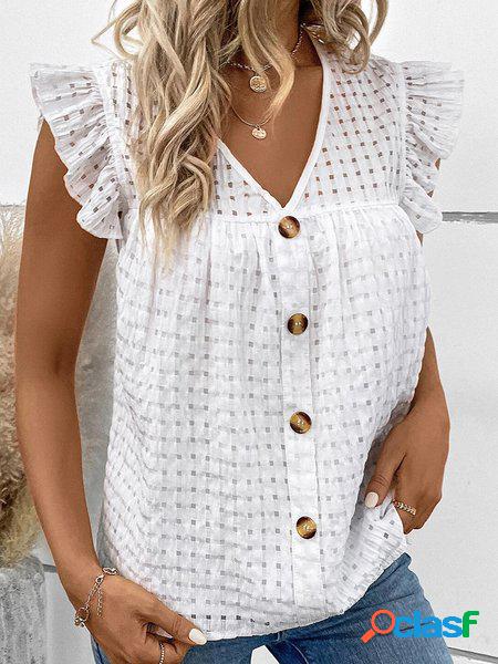 Geometrico Sciolto Scollo a V Casuale Camicia
