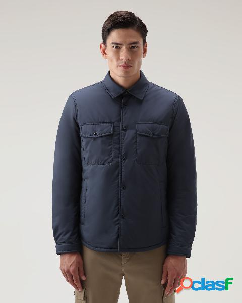 Giacca camicia Alaskan blu in microfibra imbottito in