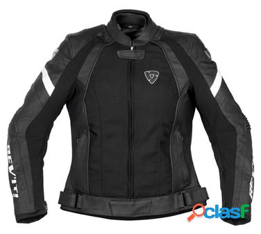 Giacca moto donna in pelle Revit Phoenix Nero-Bianco