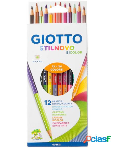 Giotto - stilnovo bicolor astuccio 12 pastelli colorati