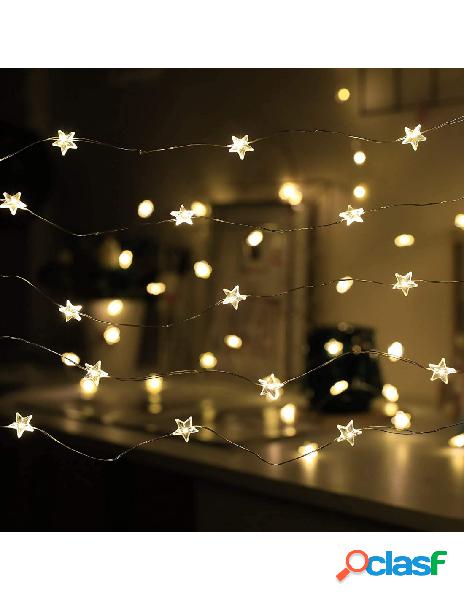 Goobay - 20 luci led a stella con filo dargento ip20 bianco