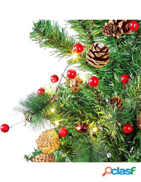 Goobay - 20 luci led in filo dargento pigne e bacche rosse