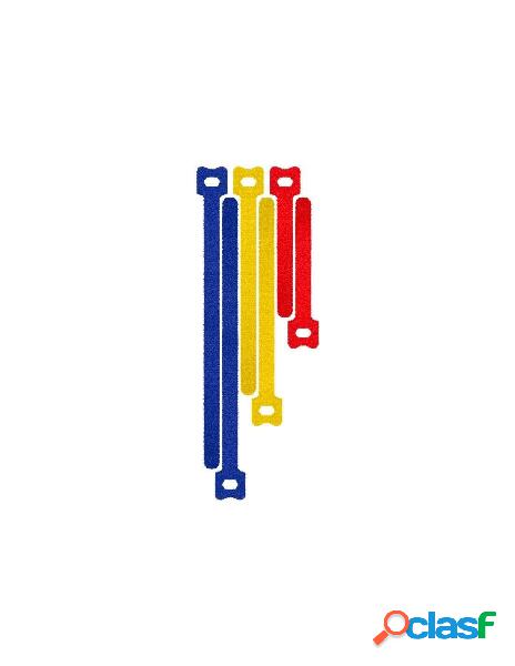 Goobay - fascette fermacavo blu-rosso-giallo in velcro set