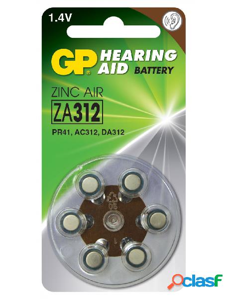 Gp batteries - blister 6 batteria a bottone pr41 za312 ac312
